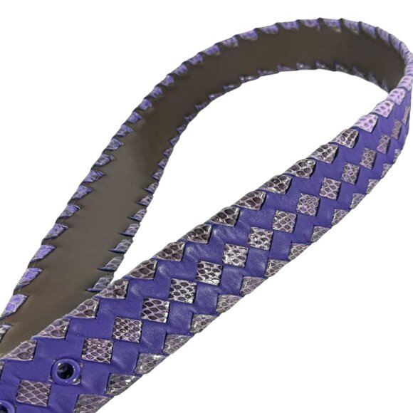 BOTTEGA VENETA Purple Woven Leather & Snakeskin Braided Women Belt 85/34 main image 12